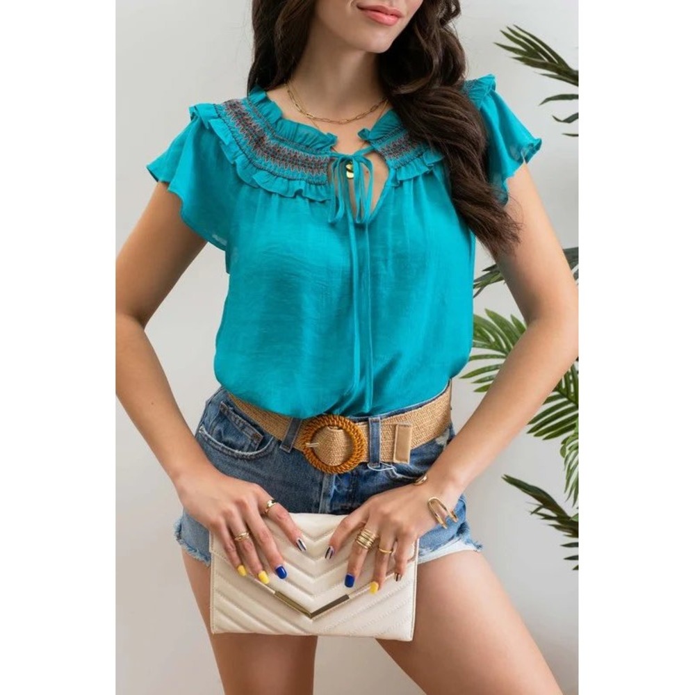 Anthropologie Boutique Brand ‎ (Blue Pepper) Teal Top Size Medium NWT